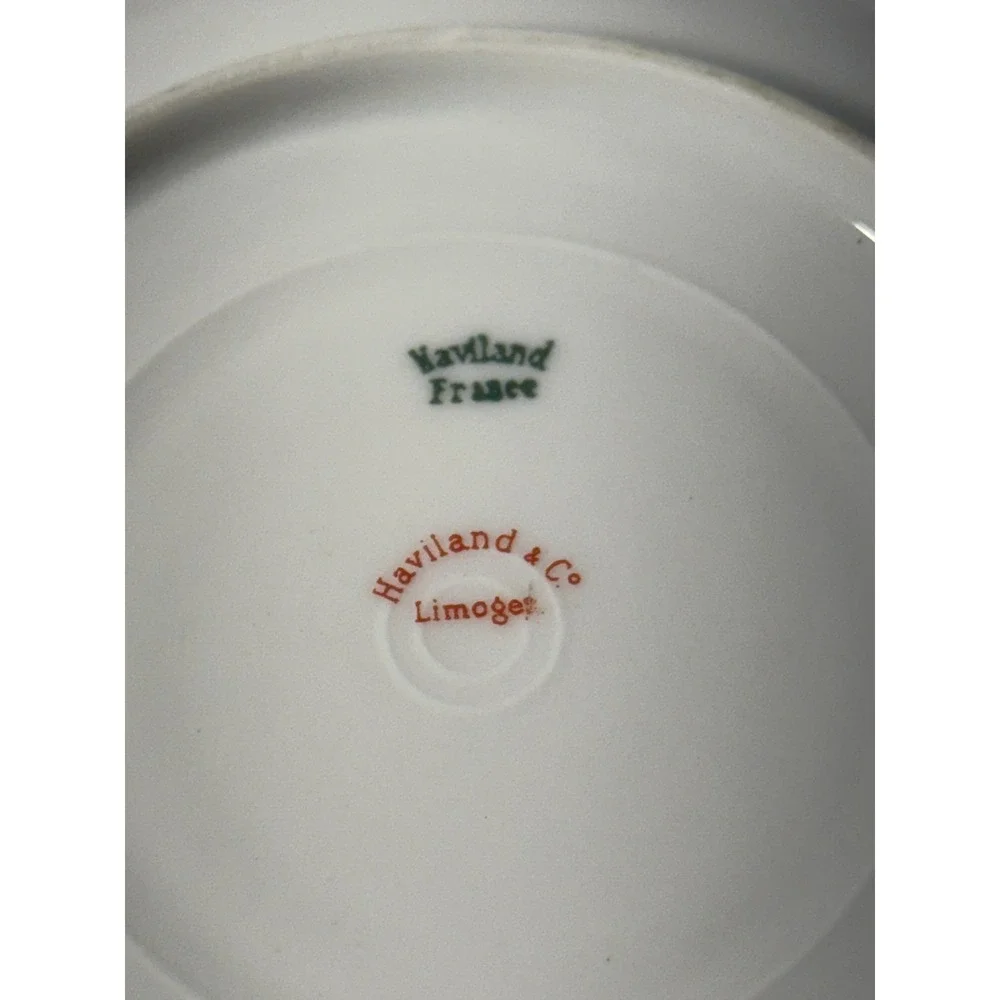 Set of 6 Haviland Limoges France Plates And Saucers Schleiger‎ Floral Gold White